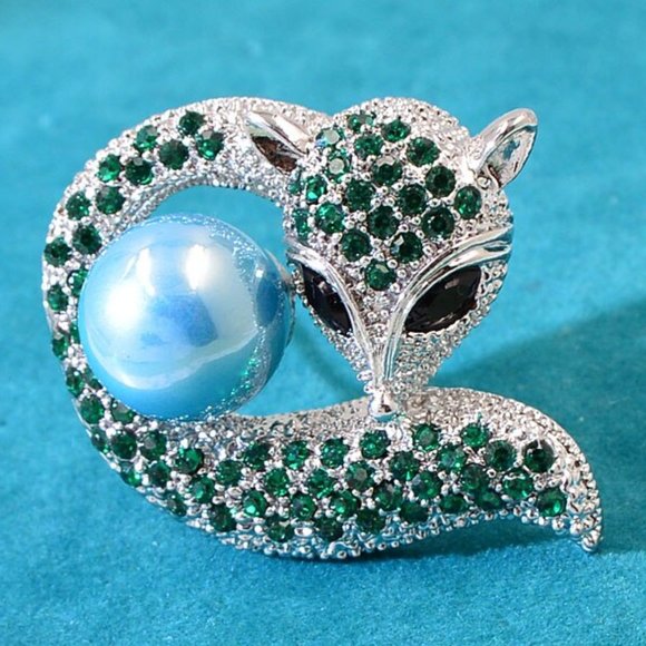 Exquisite Cindy Xiang Green Fox Pin Brooch Pendant - Picture 1 of 3